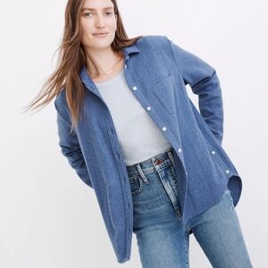 Madewell Small Flannel Side Button Oversized Boyfriend Shirt